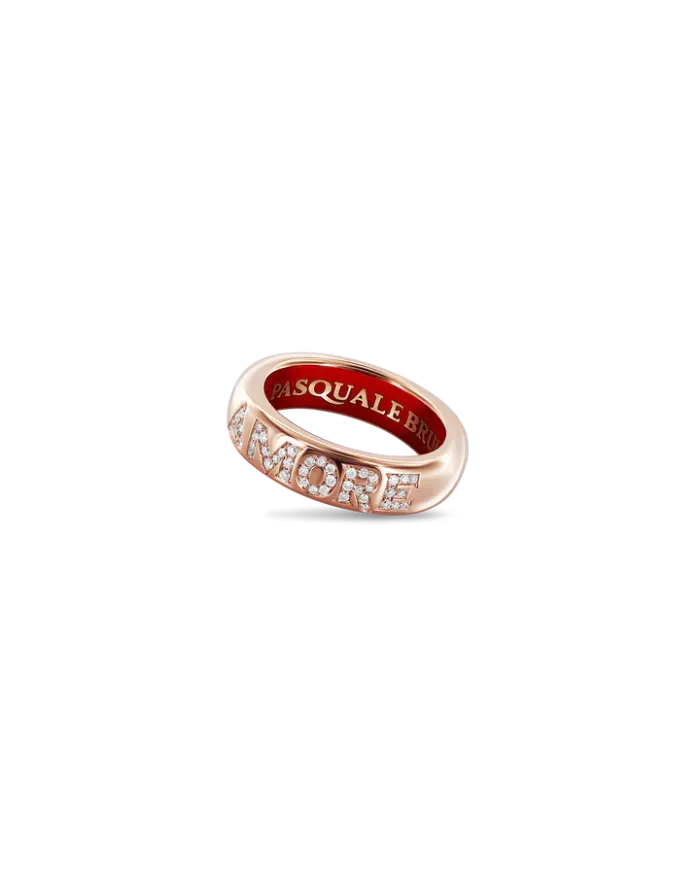 Bague Amore de Pasquale Bruni en or rose, diamants et émail rouge