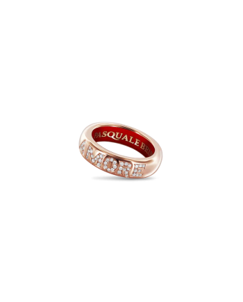 Pasquale Bruni Amore Ring in Rose Gold with Diamonds and Red Enamel