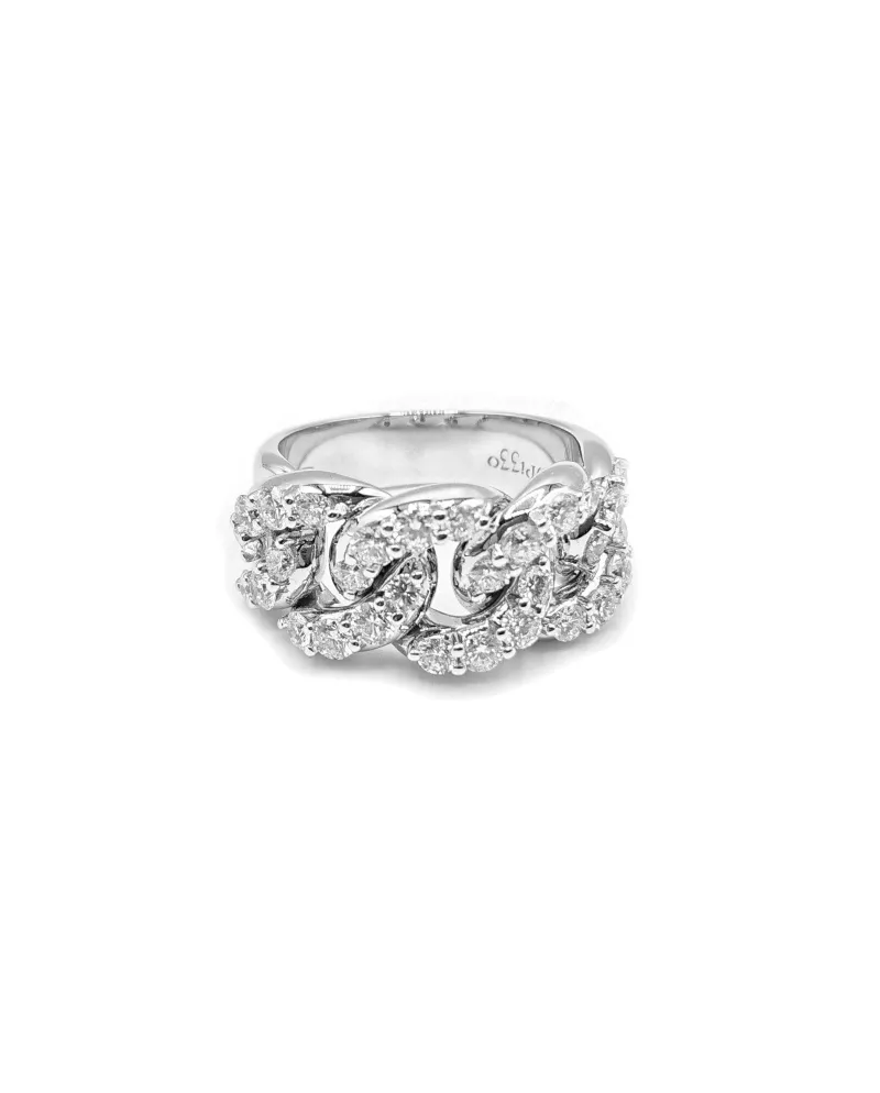 Leo Pizzo Groumette Ring in White Gold with White Diamonds