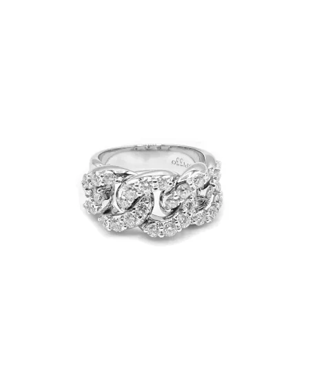 Leo Pizzo Groumette Ring in White Gold with White Diamonds
