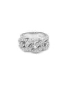 Anello Leo Pizzo Groumette in Oro Bianco con Diamanti Bianchi