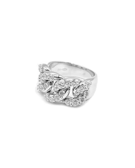 Leo Pizzo Groumette Ring in White Gold with White Diamonds