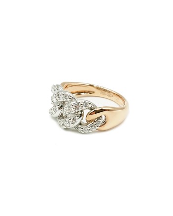 Leo Pizzo Groumette Ring in Two-Tone Gold with White Diamonds