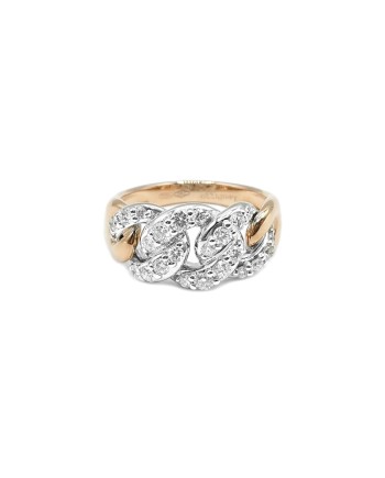 Leo Pizzo Groumette Ring in Two-Tone Gold with White Diamonds