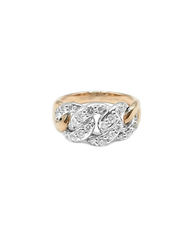Anello Leo Pizzo Groumette in Oro Bicolore con Diamanti Bianchi