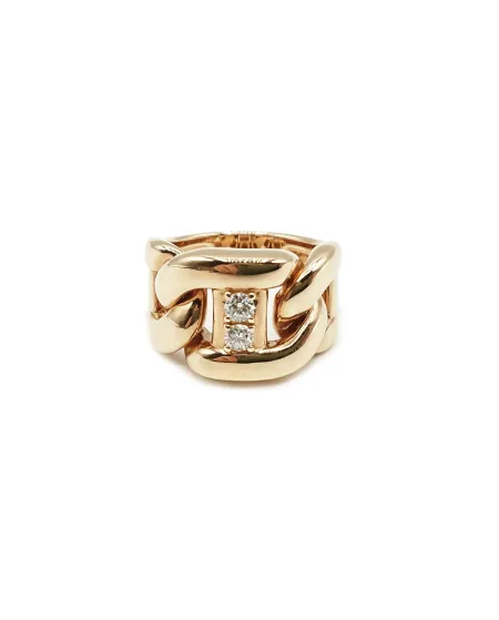 Anello Leo Pizzo in Oro Rosa con Diamanti Bianchi