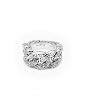 Leo Pizzo Groumette Ring in White Gold with White Diamonds