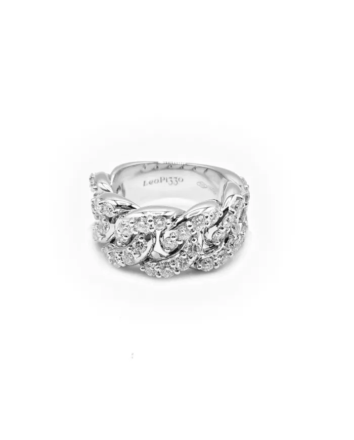 Leo Pizzo Groumette Ring in White Gold with White Diamonds