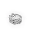 Anello Leo Pizzo Groumette in Oro Bianco con Diamanti Bianchi