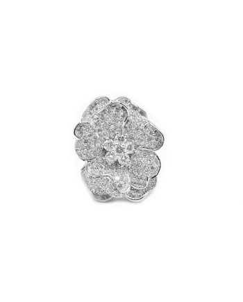 Leo Pizzo Ring in White Gold with Flower and White Diamonds