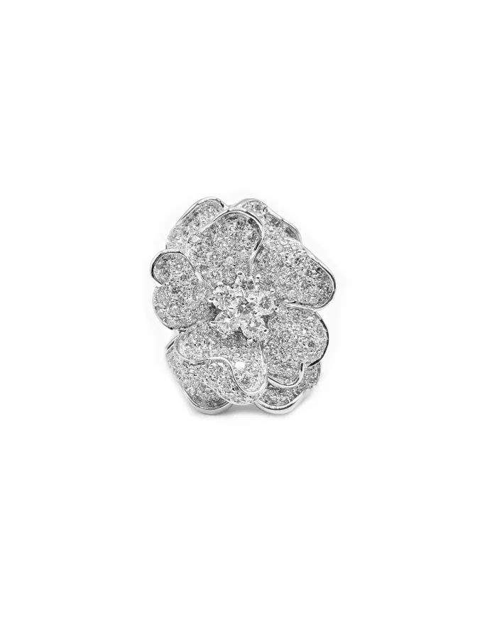 Leo Pizzo Ring in White Gold with Flower and White Diamonds