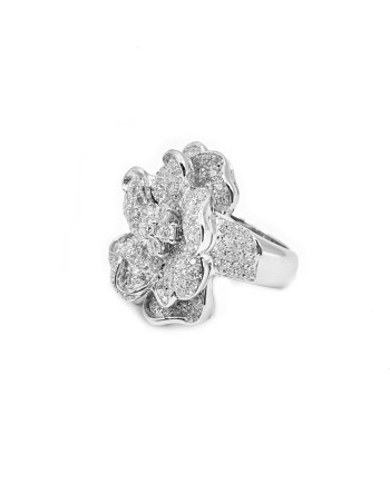 Leo Pizzo Ring in White Gold with Flower and White Diamonds