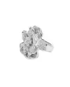 Anello Leo Pizzo in Oro Bianco con Fiore e Diamanti Bianchi