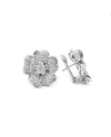 Orecchini Leo Pizzo in Oro Bianco con Fiori e Diamanti Bianchi