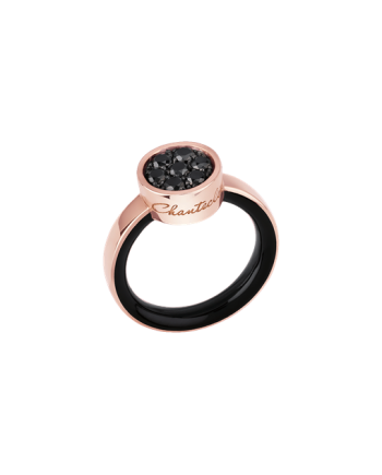 Anello Chantecler Capritude Paillettes in Oro Rosa con Diamanti Neri e Smalto