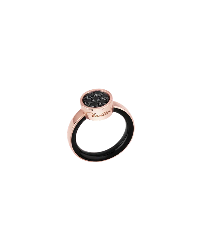 Chantecler Capritude Paillettes Ring in Rose Gold with Black Diamonds and Enamel