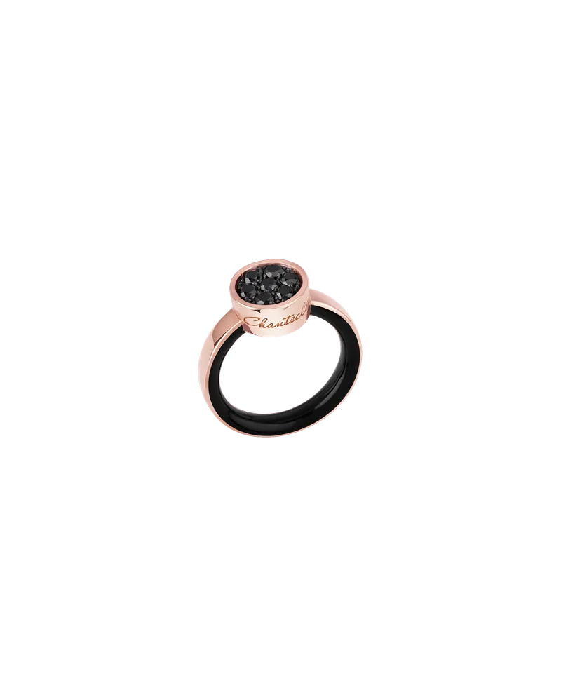 Chantecler Capritude Paillettes Ring in Rose Gold with Black Diamonds and Enamel