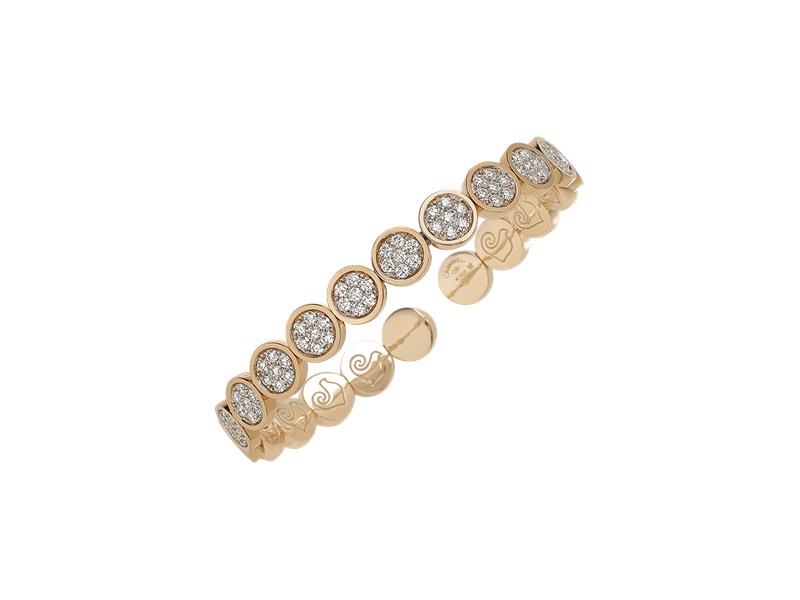 Chantecler Paillettes Rigid Bracelet in Rose Gold with White Diamonds