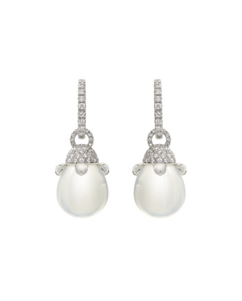 Boucles d'oreilles Chantecler Joyful en or blanc avec diamants, quartz et cristal
