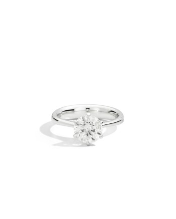 Bague Solitaire Anniversaire Six Griffes Recarlo en Or Blanc avec Diamant
