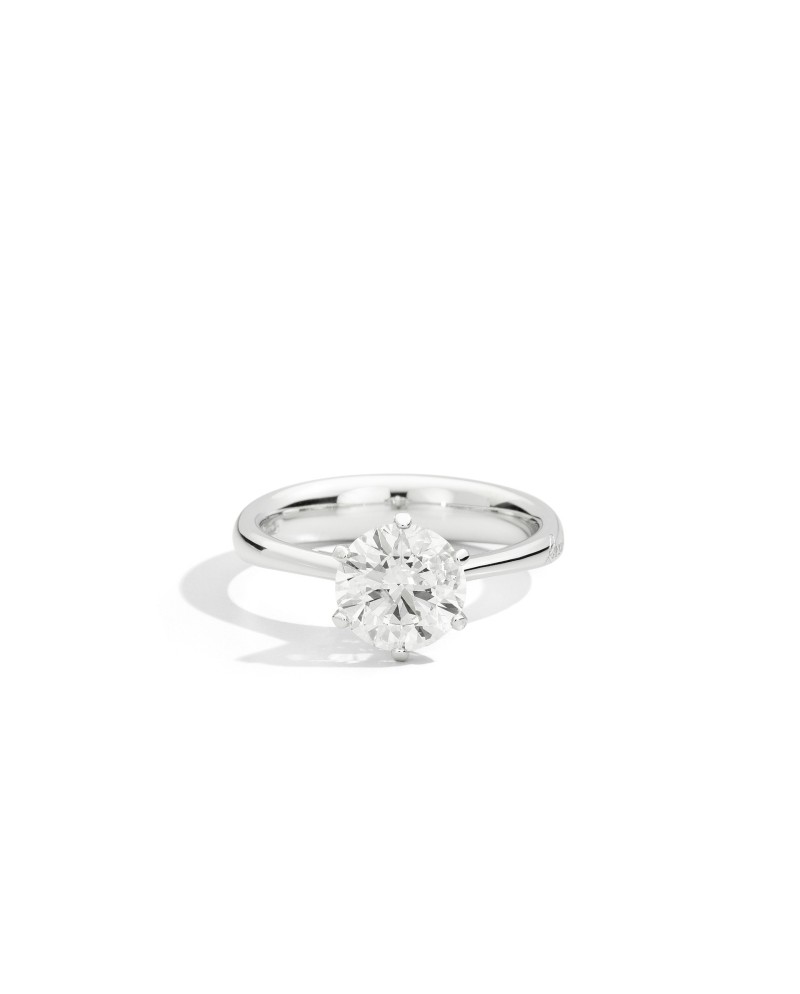 Bague Solitaire Anniversaire Six Griffes Recarlo en Or Blanc avec Diamant
