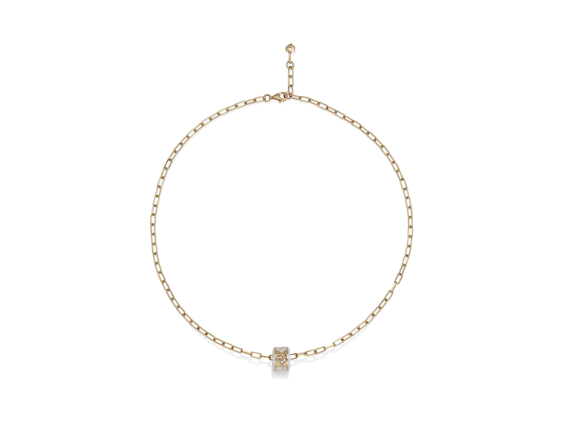 Chantecler Carousèl Necklace with Pendant with Diamonds and White Enamel