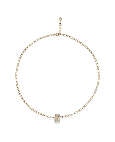 Collana Chantecler Carousèl  con Pendente con Diamanti e Smalto Bianco