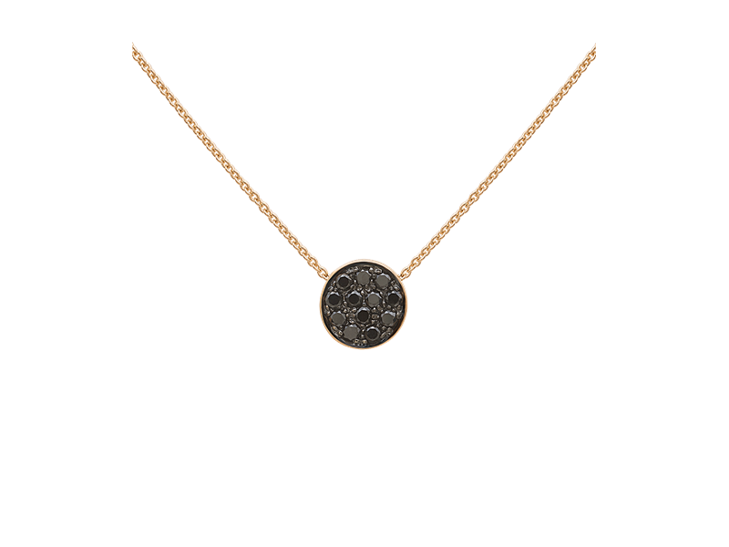 Chantecler Capritude Paillettes Necklace in Rose Gold with Black Diamonds Pavé