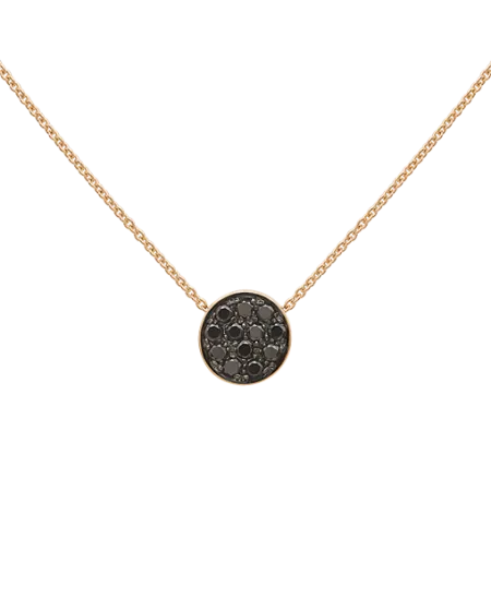 Collier Chantecler Capritude Paillettes en Or Rose et Pavé de Diamants Noirs