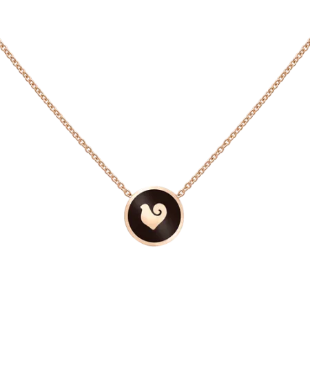 Collier Chantecler Capritude Paillettes en Or Rose et Pavé de Diamants Noirs