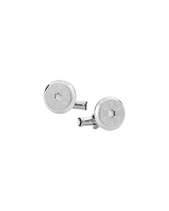 Boutons de manchette Montblanc Meisterstuck en acier avec emblème en nacre