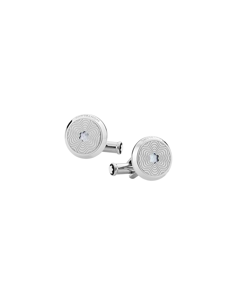 Boutons de manchette Montblanc Meisterstuck en acier avec emblème en nacre