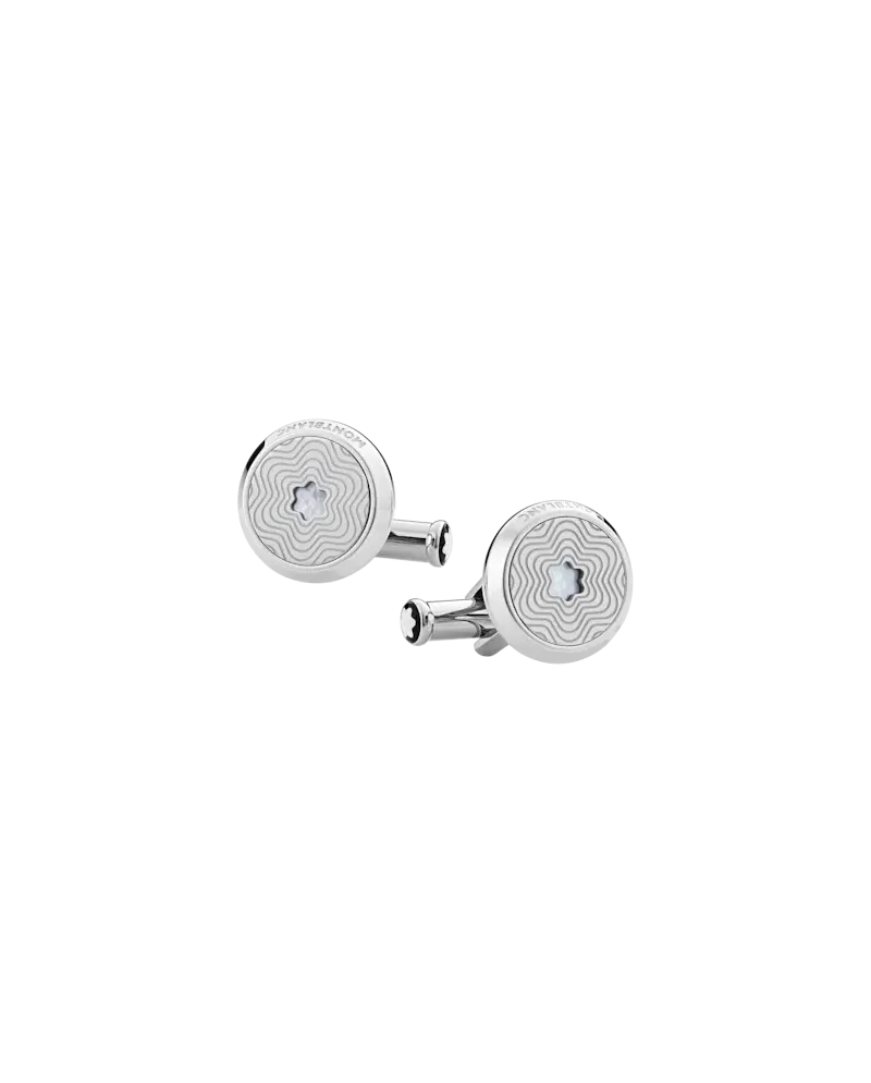 Boutons de manchette Montblanc Meisterstuck en acier avec emblème en nacre