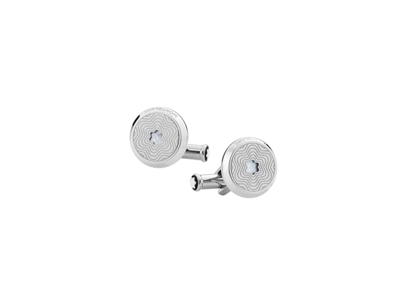 Montblanc Meisterstuck Cufflinks in Steel with Mother of Pearl Emblem