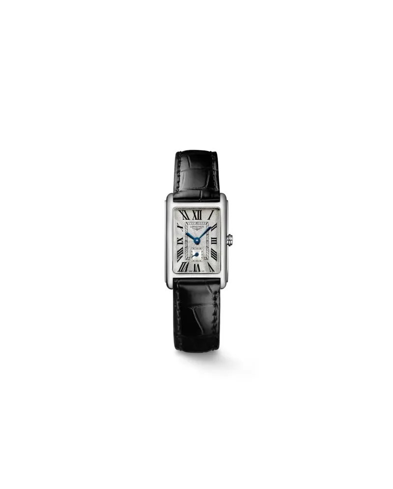 Longines DolceVita Montre pour femme avec cadran argenté et bracelet en cuir noir Longines DolceVita Montre pour femme avec cadran argenté et bracelet en cuir noir
