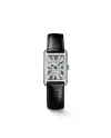 Longines DolceVita Women's Watch with Silver Dial and Black Leather Strap