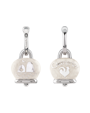 Boucles d'oreilles Chantecler Et Voilà Medium avec Clochette en Argent, Émail Blanc Nacré et Faraglioni