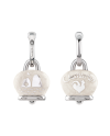Medium Chantecler Et Voilà Earrings with Bell in Silver, Pearly White Enamel and Faraglioni