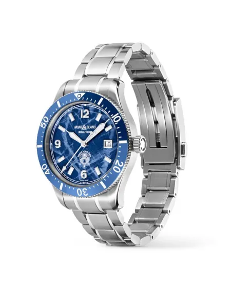 Montblanc 1858 Ice Sea Montre automatique à date bleue