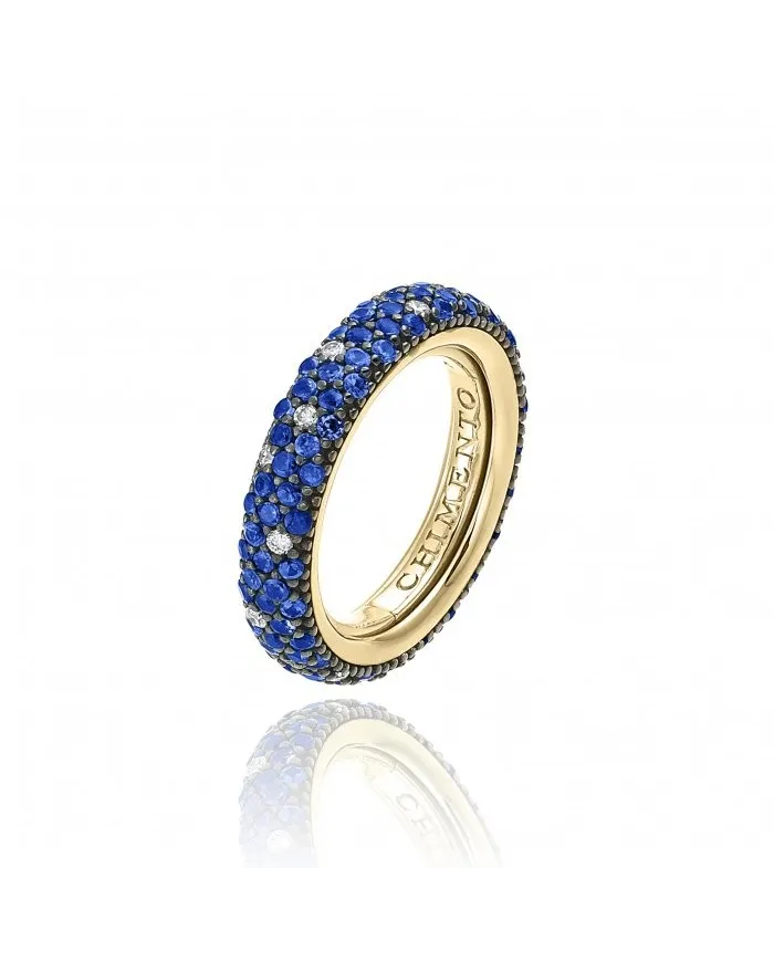 Bague Chimento Forever Star en or jaune avec saphirs bleus et diamants