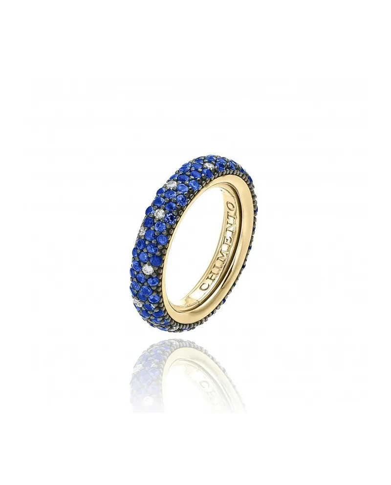 Anello Chimento Forever Star in Oro Giallo con Zaffiri Blu e Diamanti