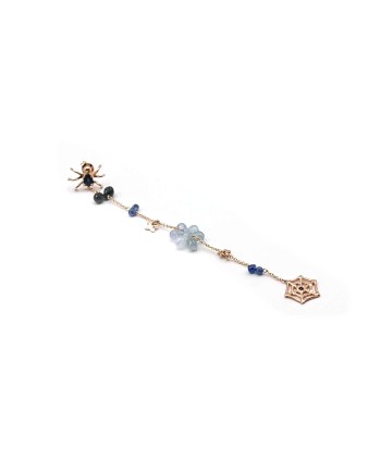 Malafimmina Single Earring in Yellow Gold with Sapphires and Spider