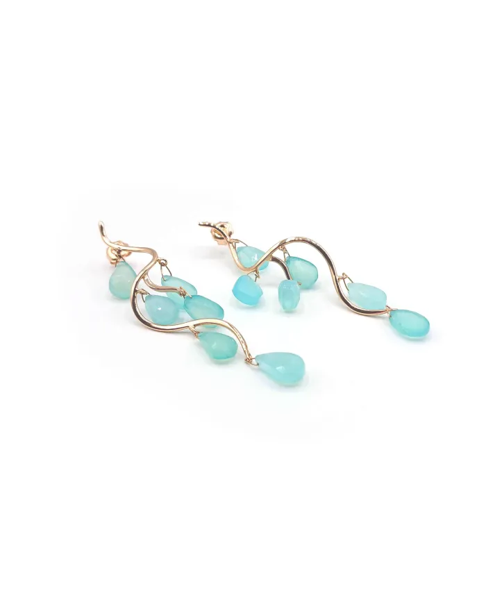 Boucles d'Oreilles Malafimmina en Or Rose avec Calcédoine