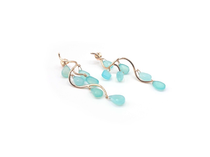 Malafimmina Earrings in Rose Gold with Chalcedony
