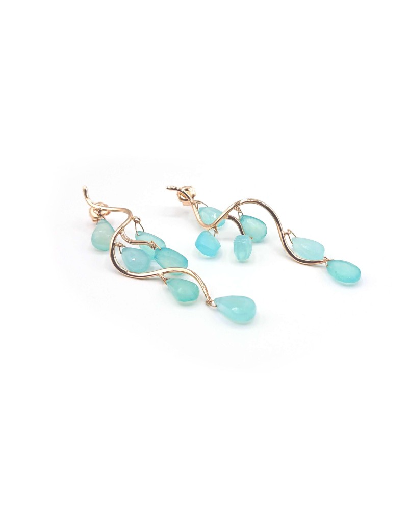 Malafimmina Earrings in Rose Gold with Chalcedony