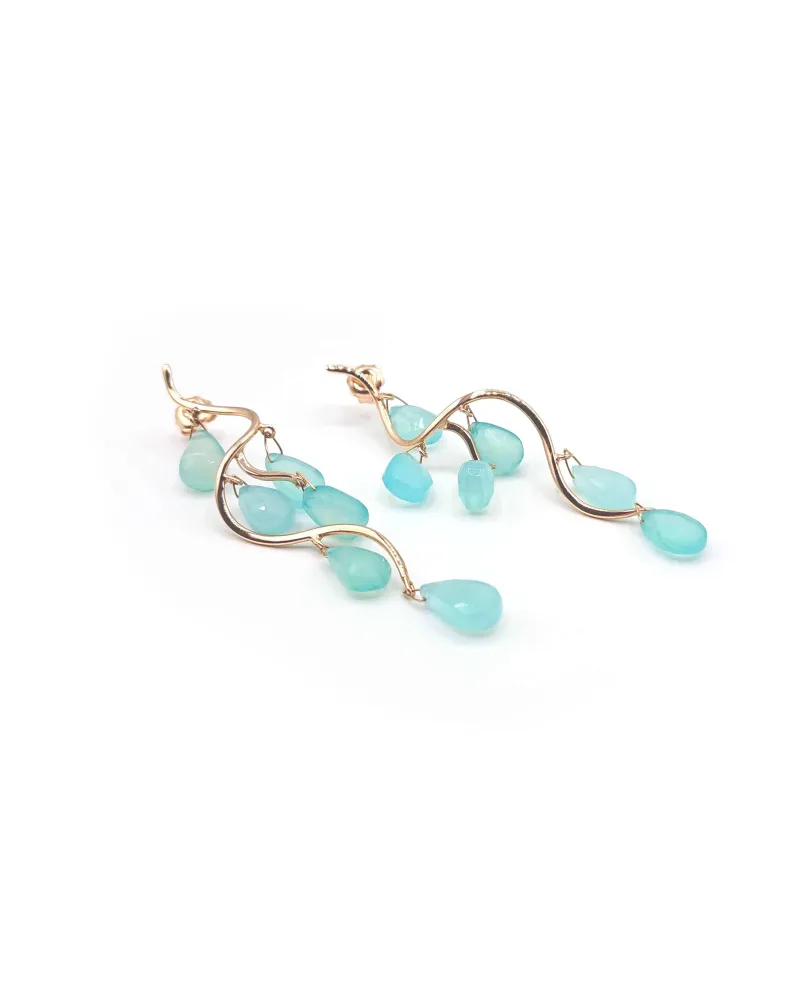 Malafimmina Earrings in Rose Gold with Chalcedony