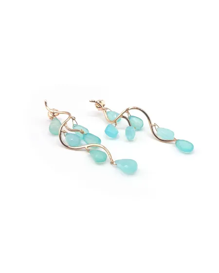 Boucles d'Oreilles Malafimmina en Or Rose avec Calcédoine