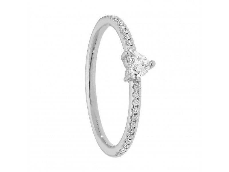 White Gold Casella Solitaire Ring with Diamonds