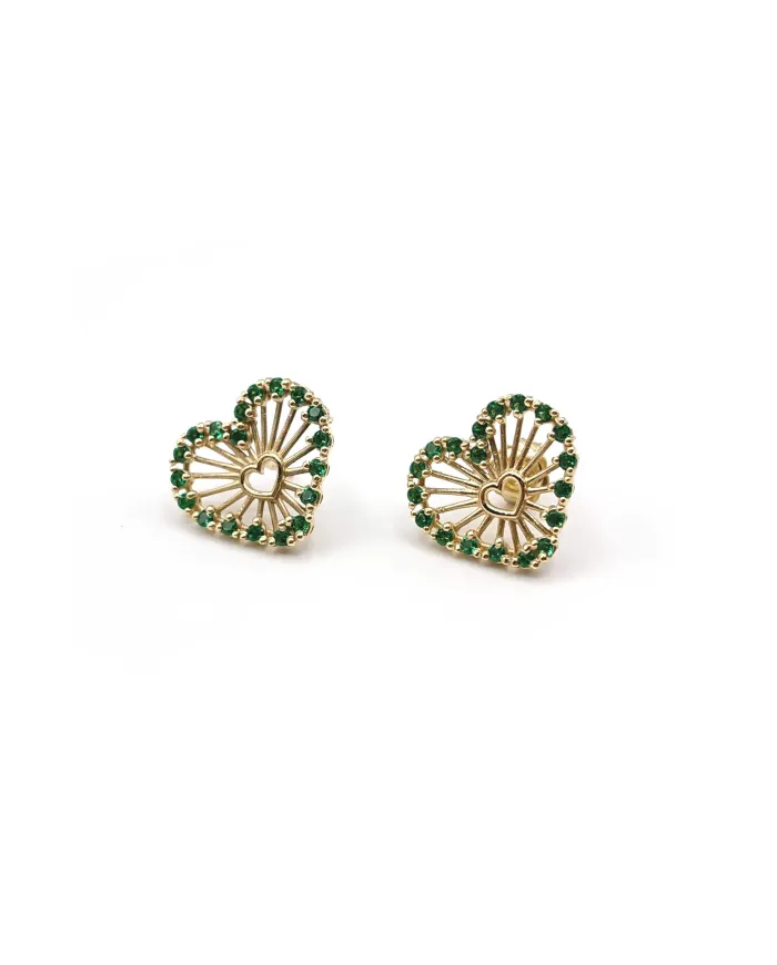 Malafimmina Igiea Heart Earrings in Yellow Gold with Tzavorrite