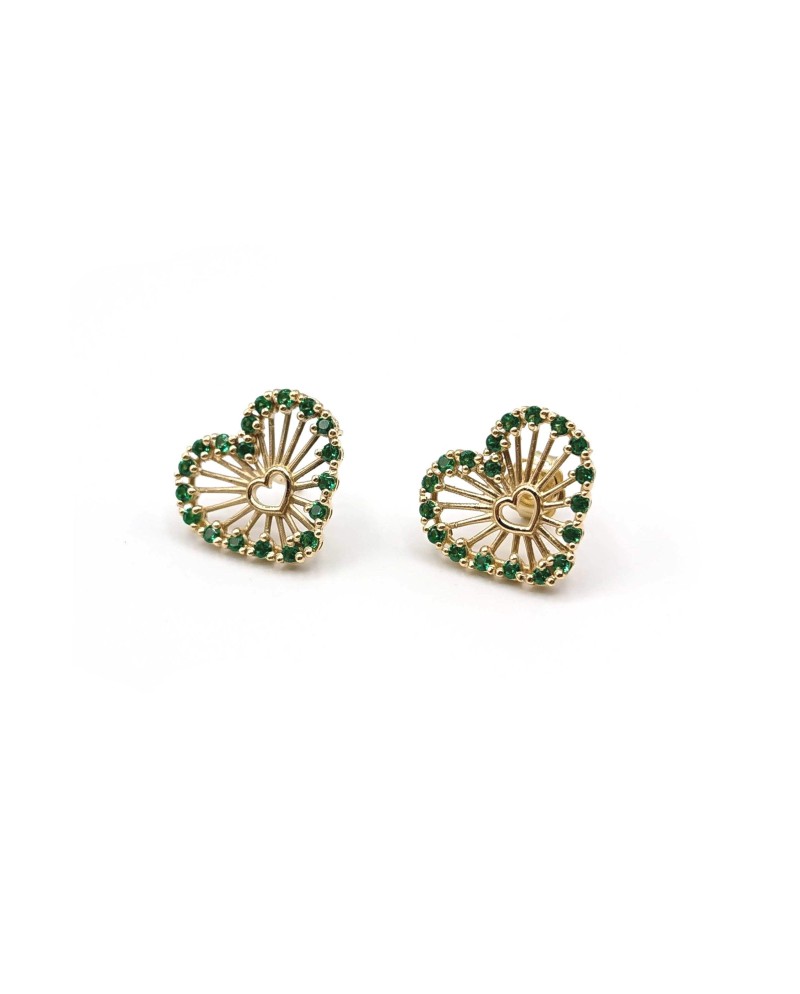 Boucles d'Oreilles Coeur Malafimmina Igiea en Or Jaune avec Tzavorrite